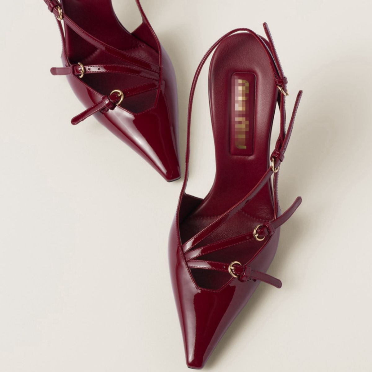 Square Toe Stiletto Pumps Burgundy