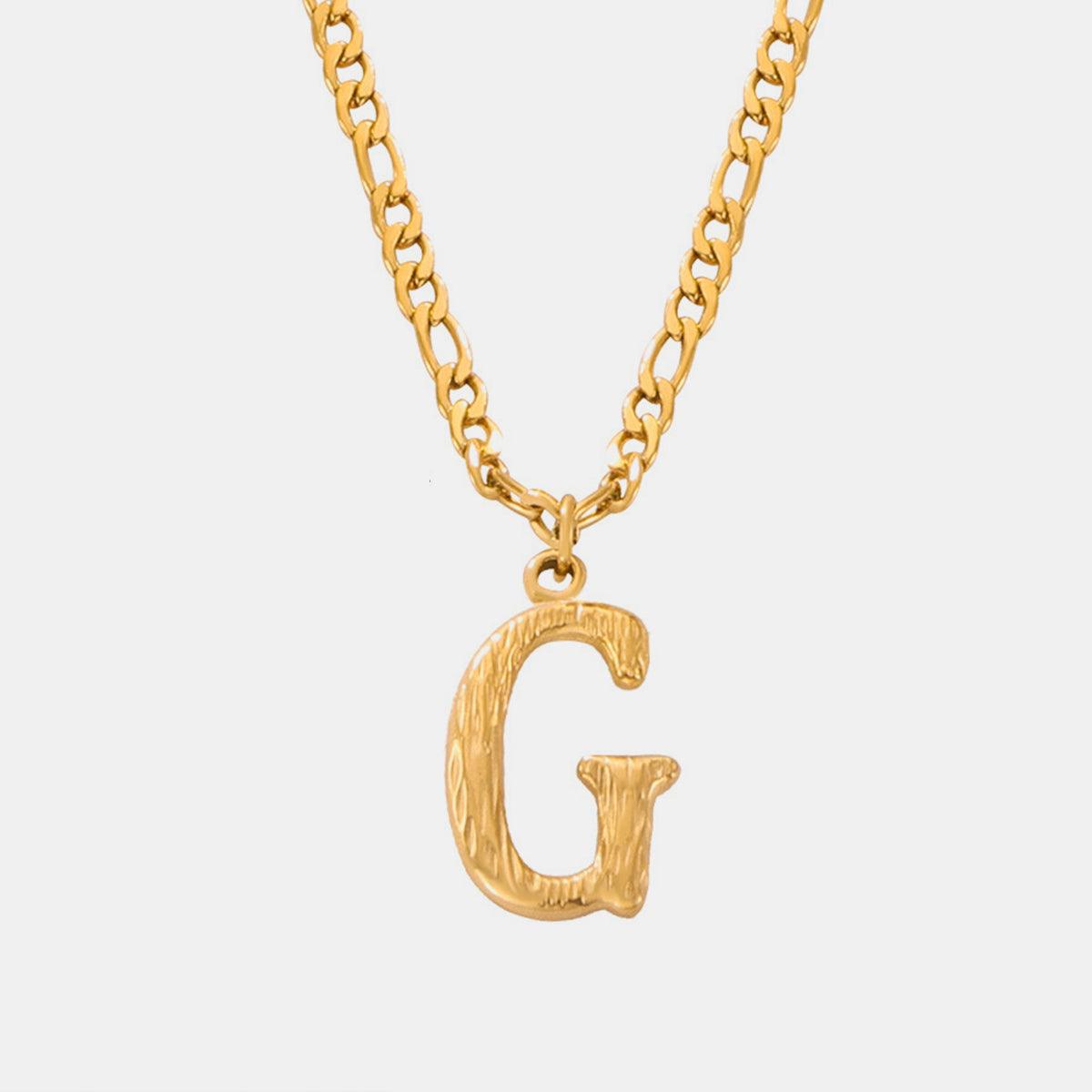 Titanium Steel Letter Pendant Necklace Style G One Size
