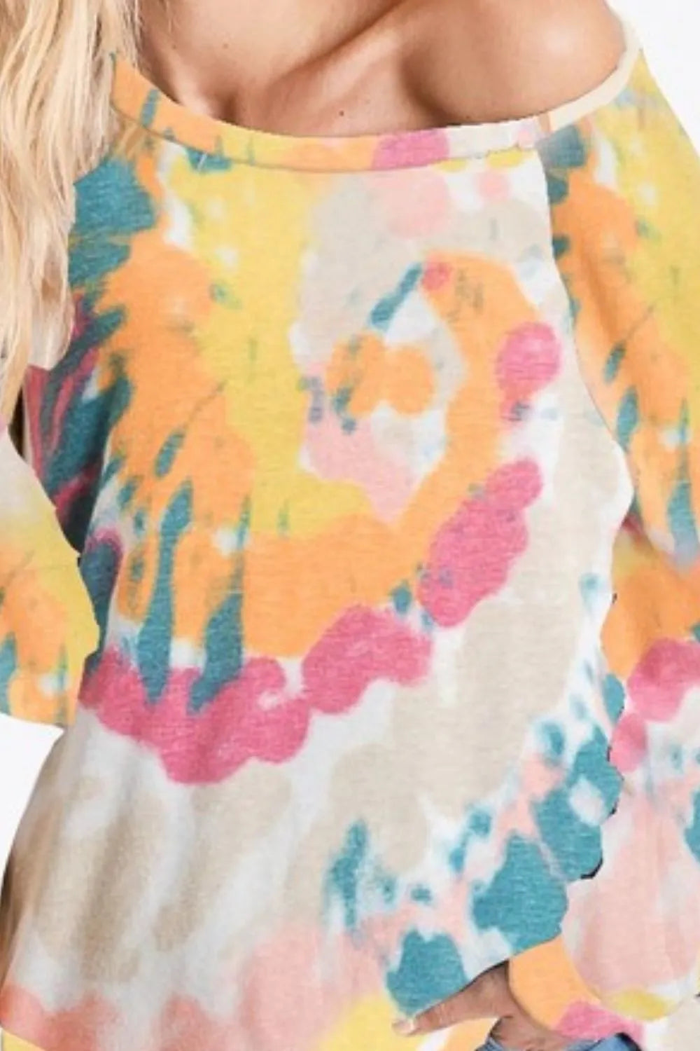 BiBi Tie Dye Print Knit Top