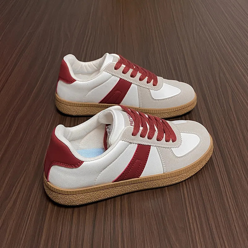 Contrast Flat Sneakers Red