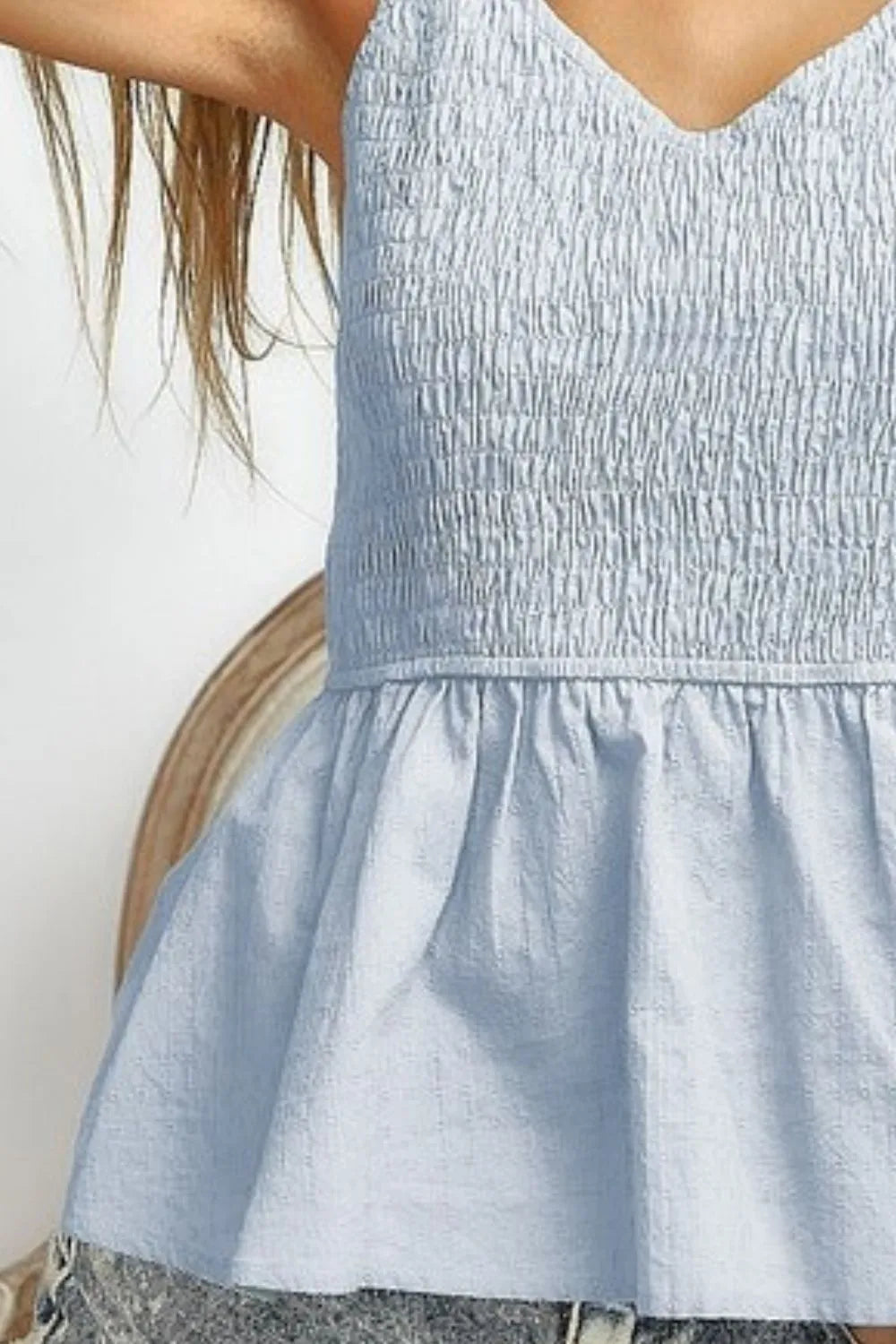 BiBi Eyelet Woven Sleeveless Elasticized Top