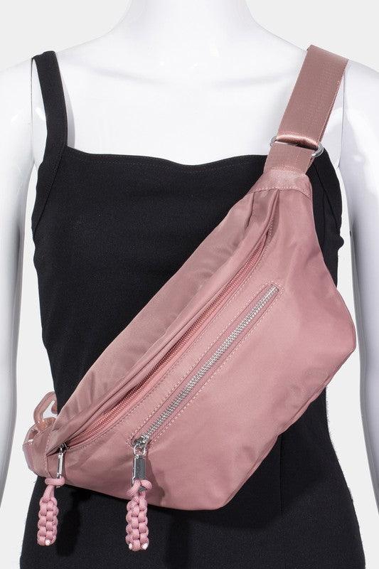 Fame Nylon Crossbody Bag with Adjustable Strap Dusty Pink One Size