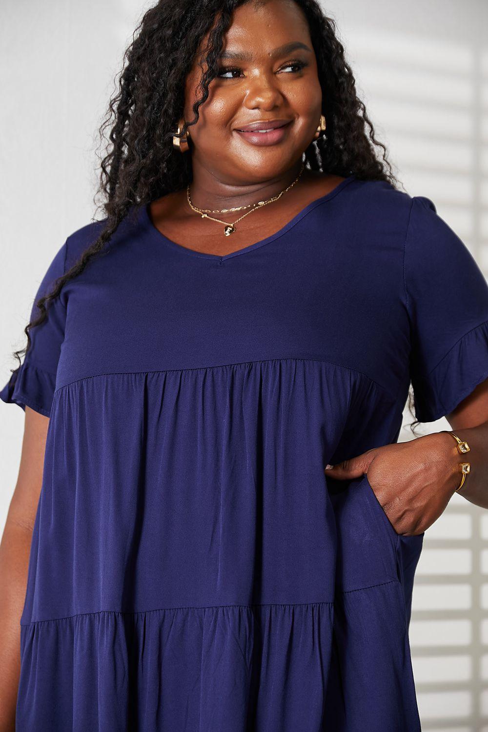 Double Take V-Neck Flounce Sleeve Dress for Effortless Style