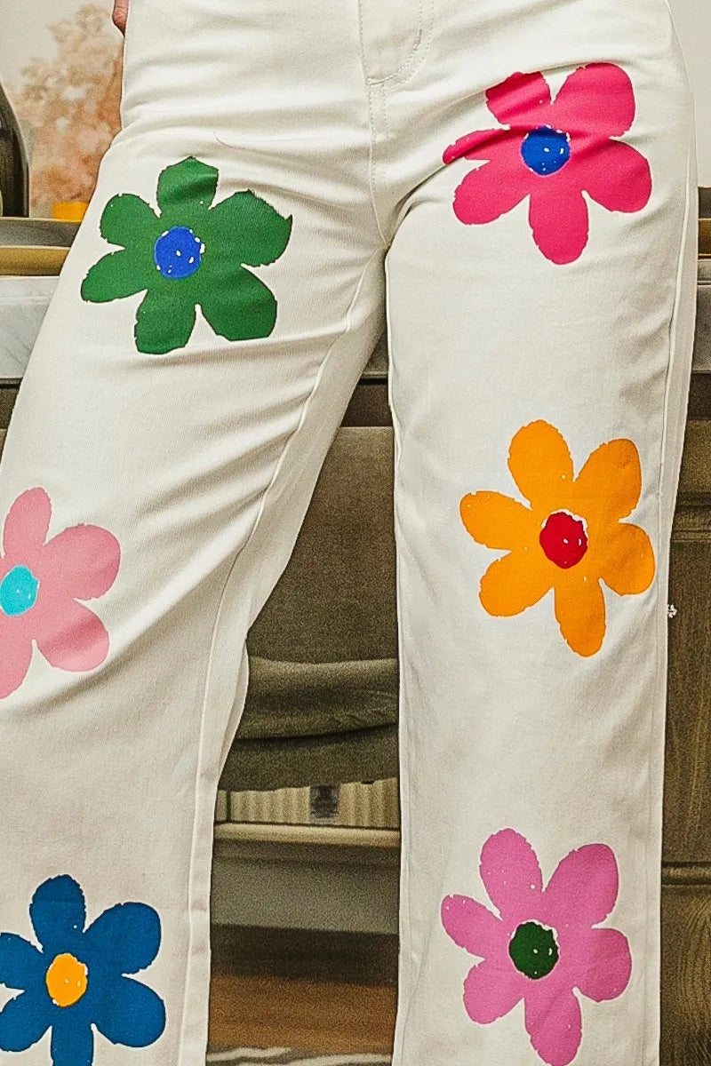 BiBi Flower Print Straight Legs Pants