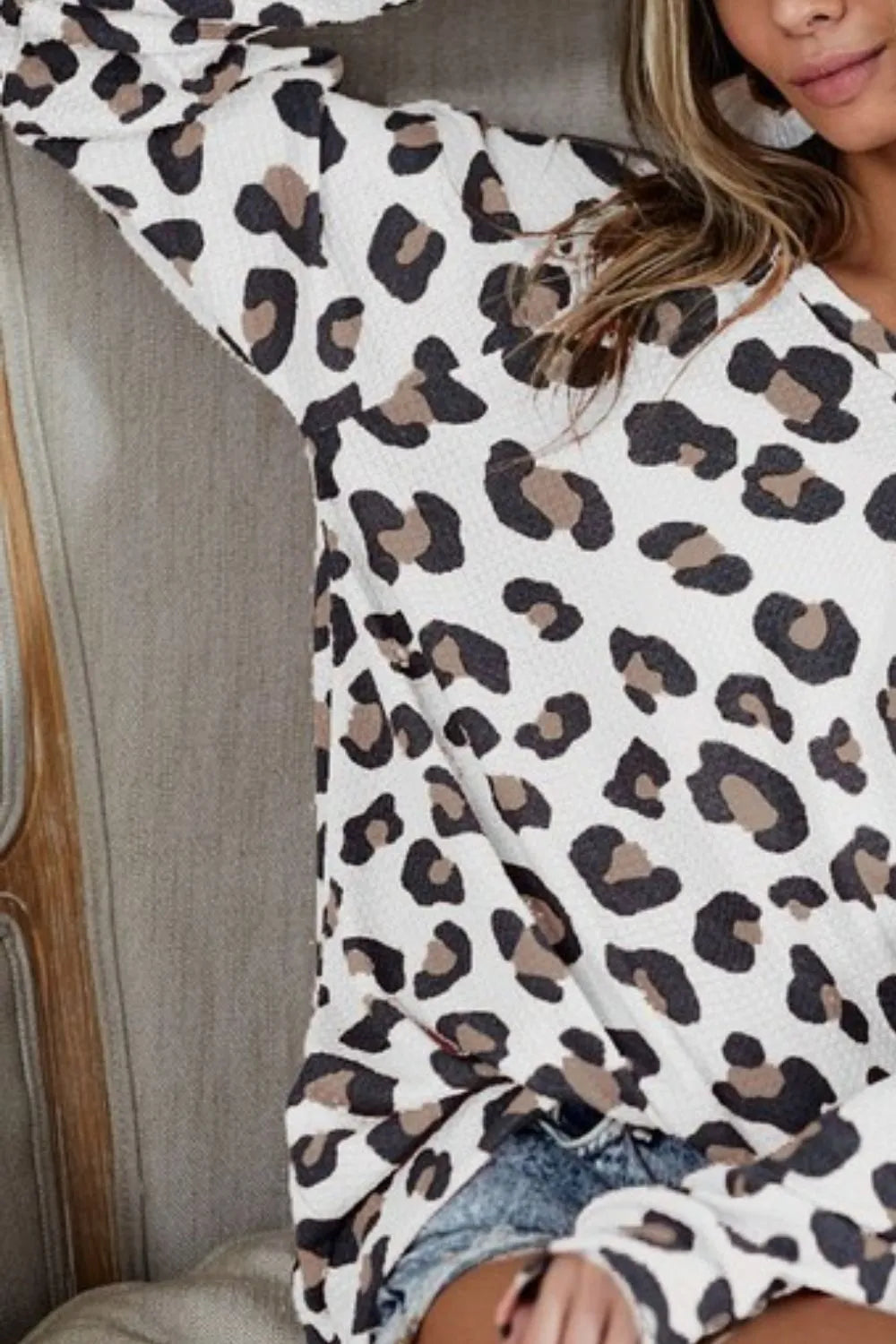 BiBi Leopard Hacci Knit Top
