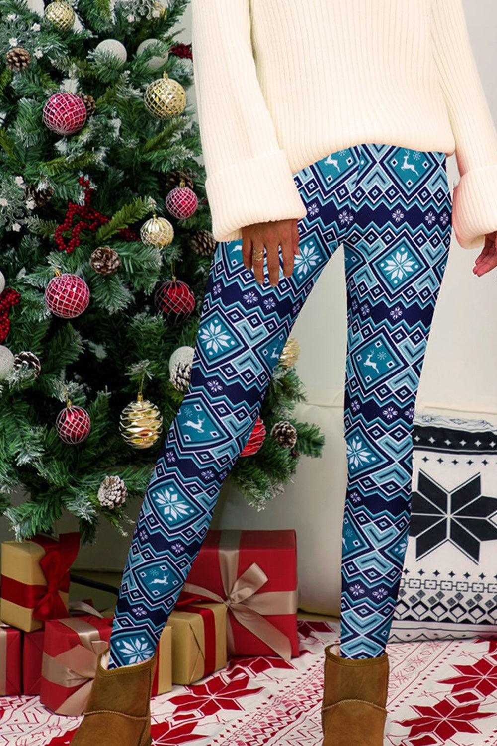 Full Size Geometric Leggings Cerulean