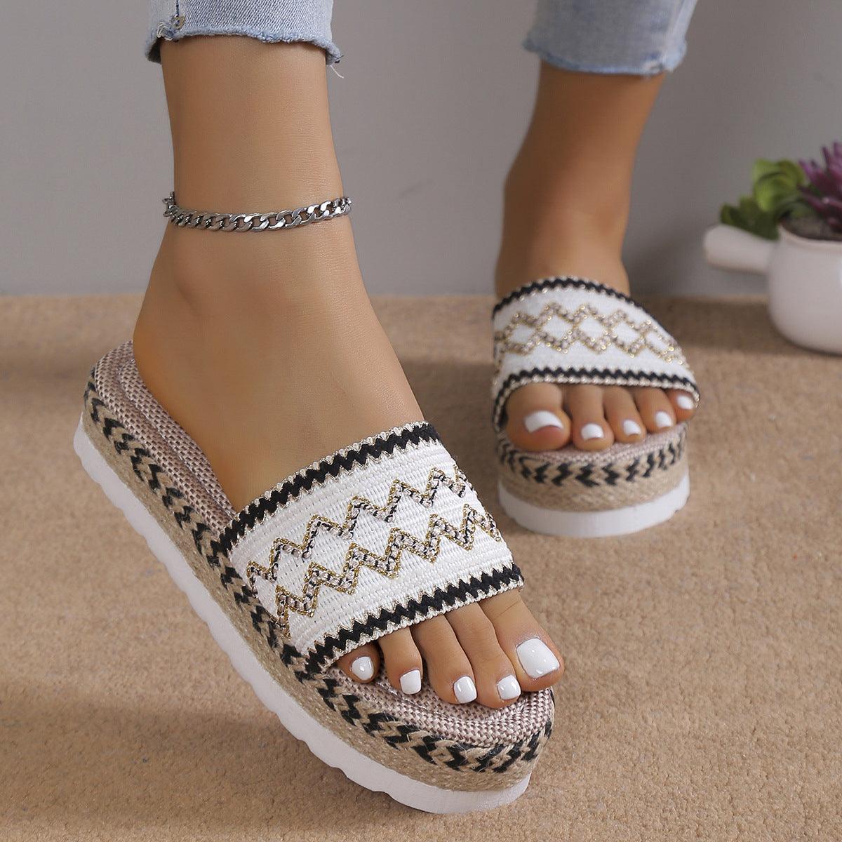 Open Toe Platform Sandals White