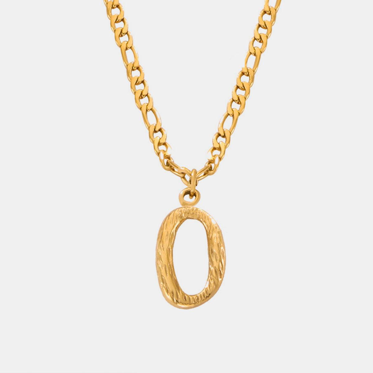 Titanium Steel Letter Pendant Necklace Style O One Size