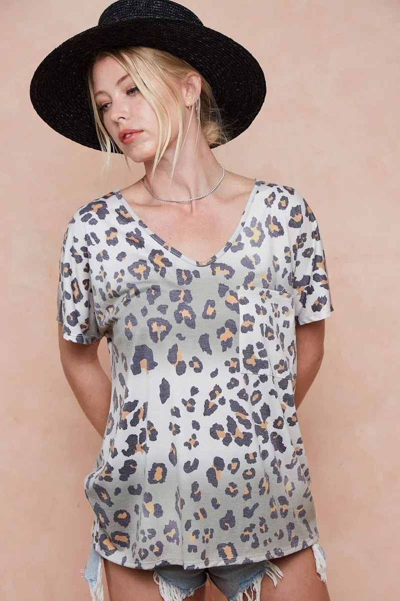 BiBi Tie Dye Leopard Printed Jersey with Front Pocket