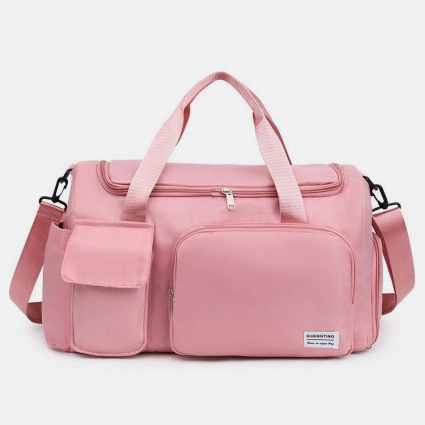 Oxford Cloth Detachable Strap Travel Bag Dusty Pink One Size