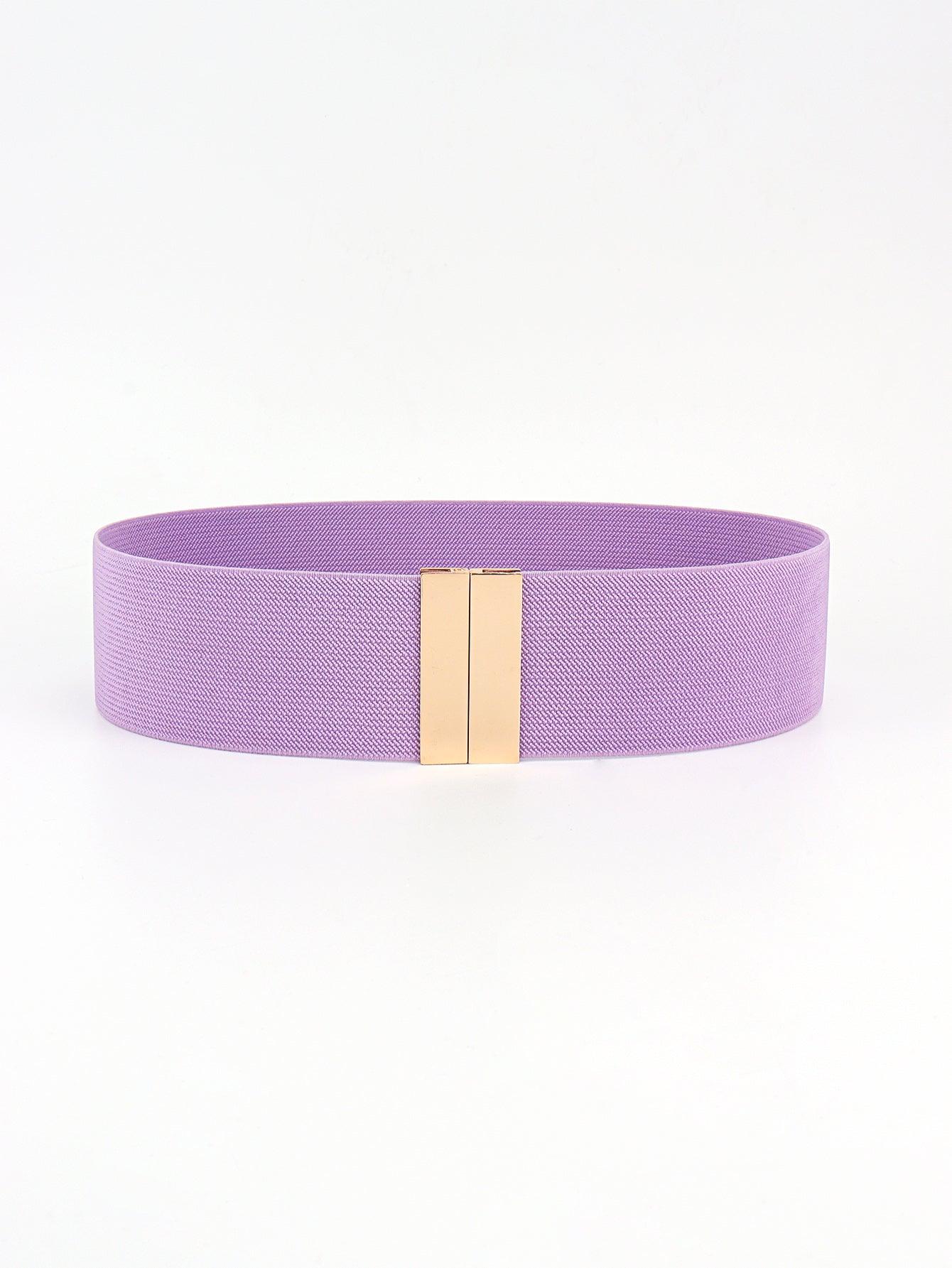Alloy Buckle Elastic Belt Lavender One Size
