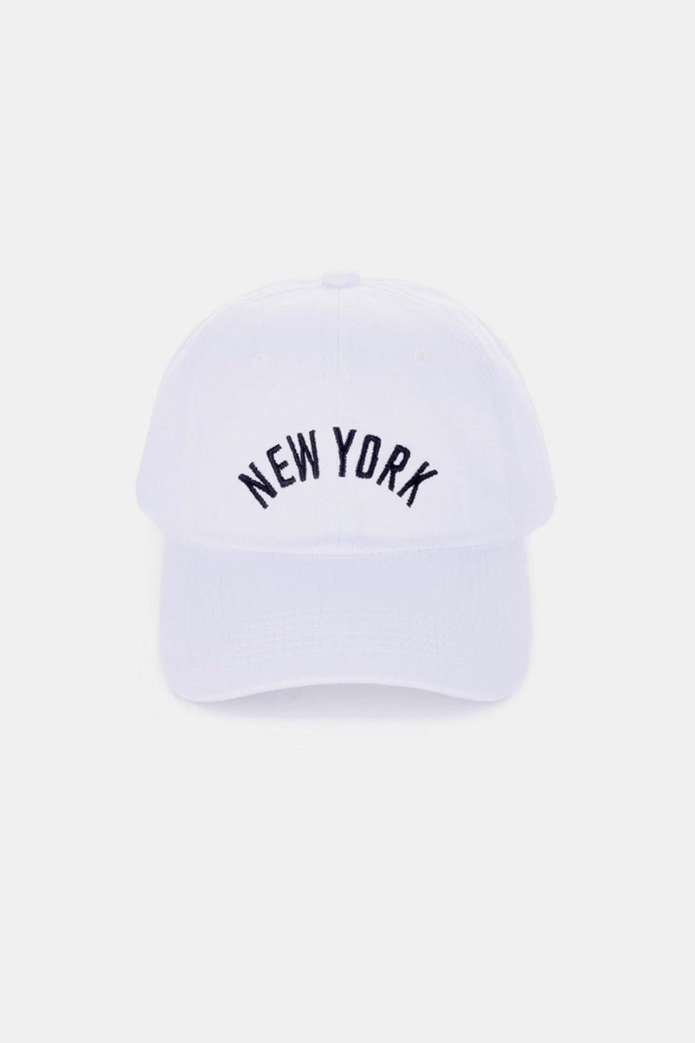 Zenana Embroidered City Baseball Cap New York White One Size