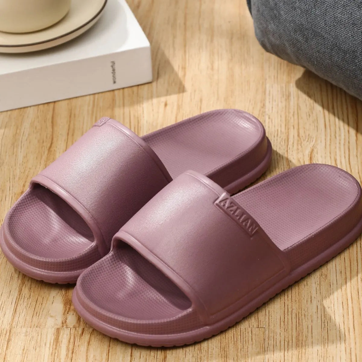 Open Toe Platform Slippers Deep Purple