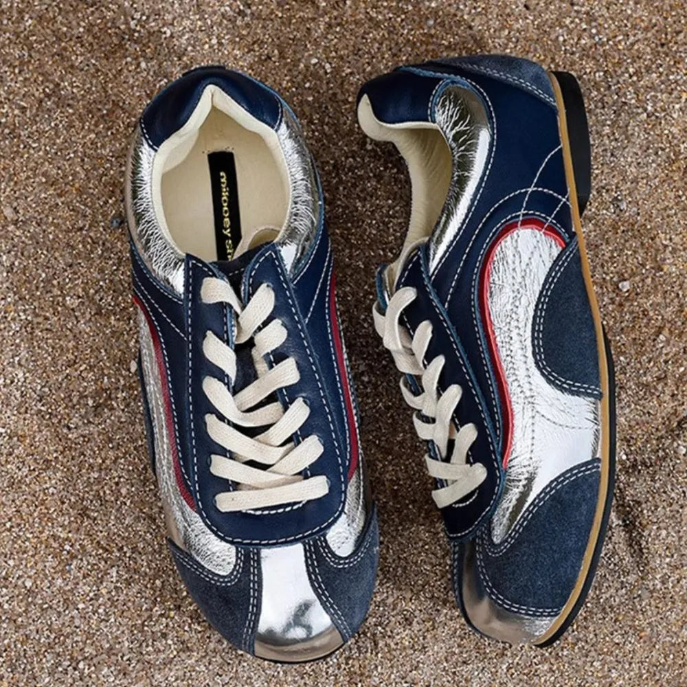Round Toe Flats Sneakers Blue