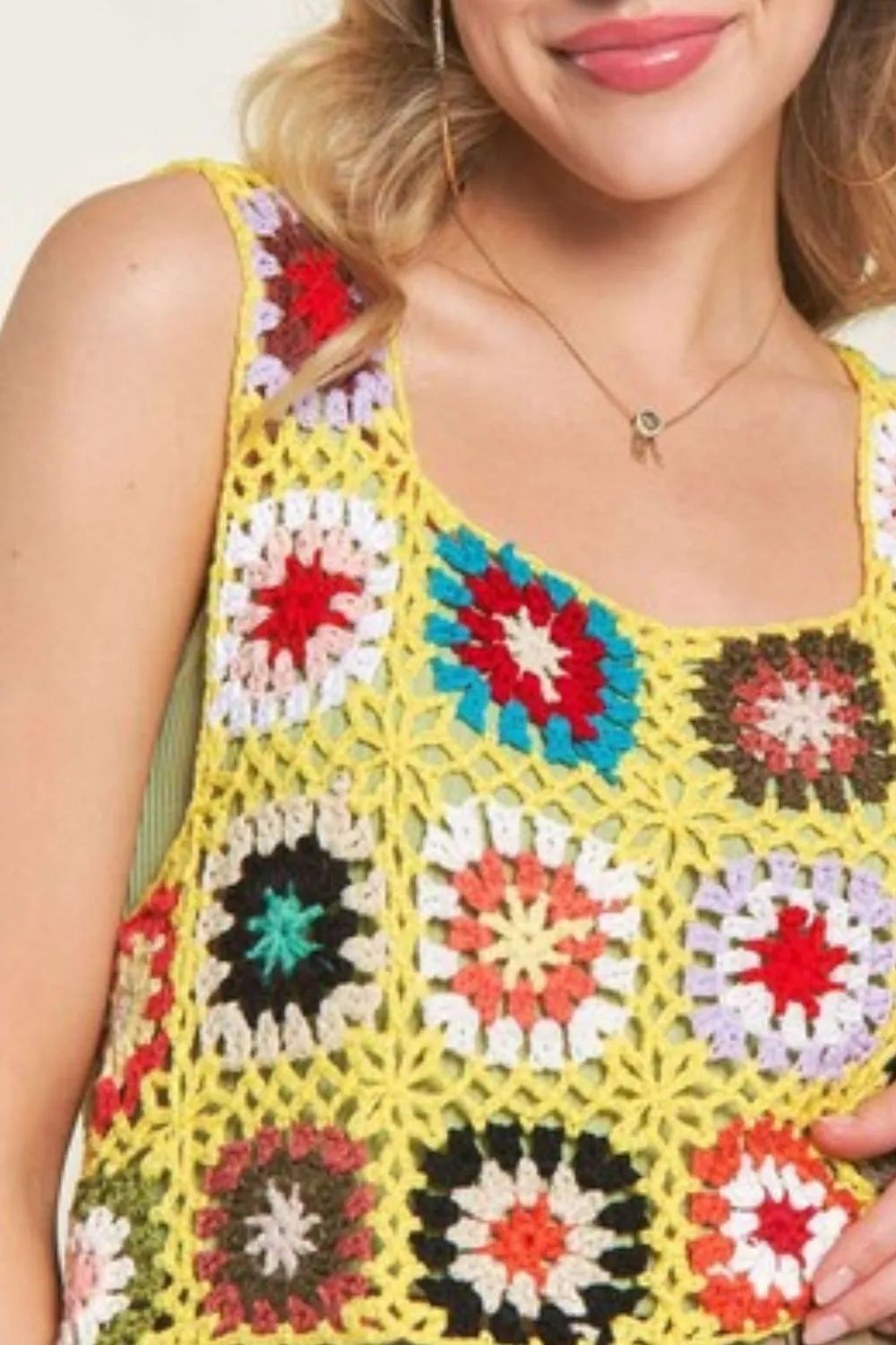 ADORA Multicolor Crochet Crop Top