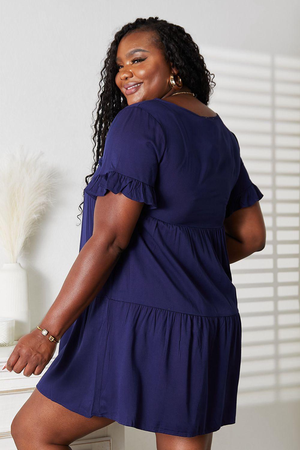 Double Take V-Neck Flounce Sleeve Dress for Effortless Style