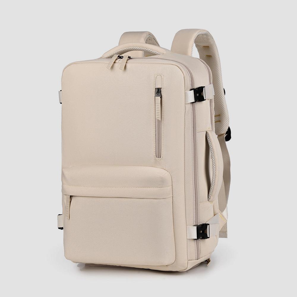 Oxford Cloth Side Pockets Backpack Bag with Handles Beige One Size
