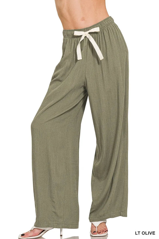 Zenana Linen Drawstring Pants