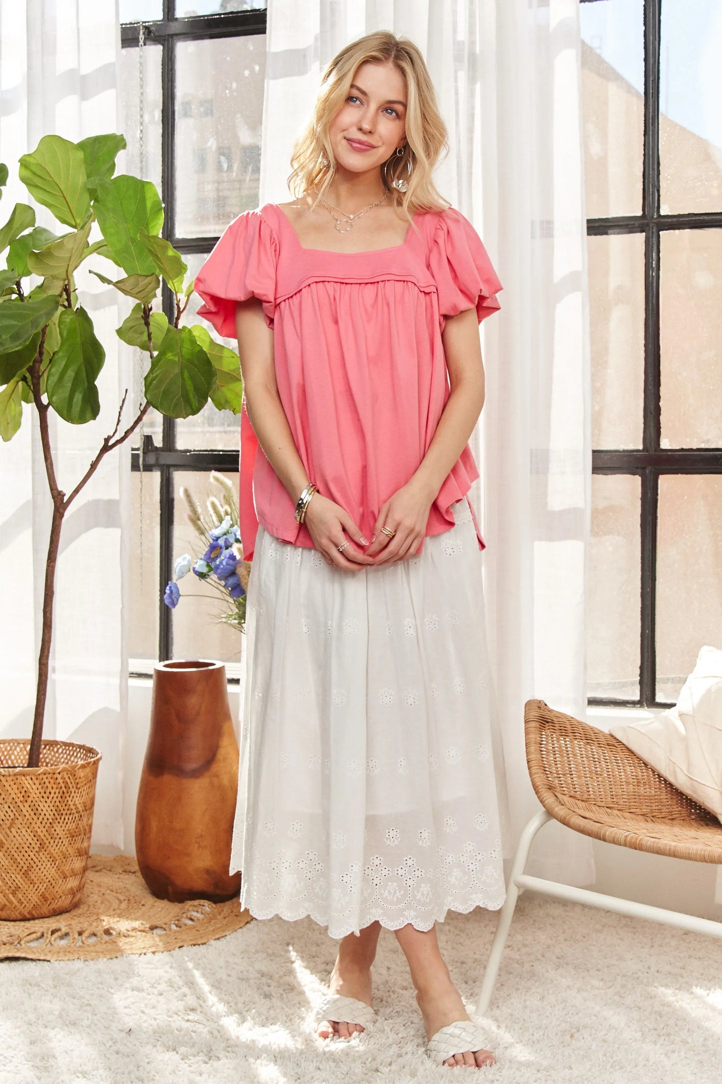 ADORA Princess Sleeves Garment Washed Top
