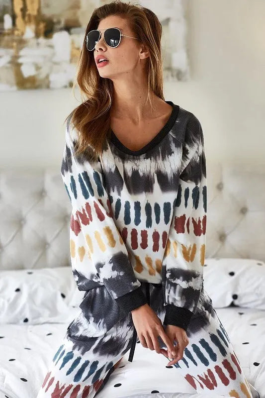 BiBi Tie Dye Print French Terry Top