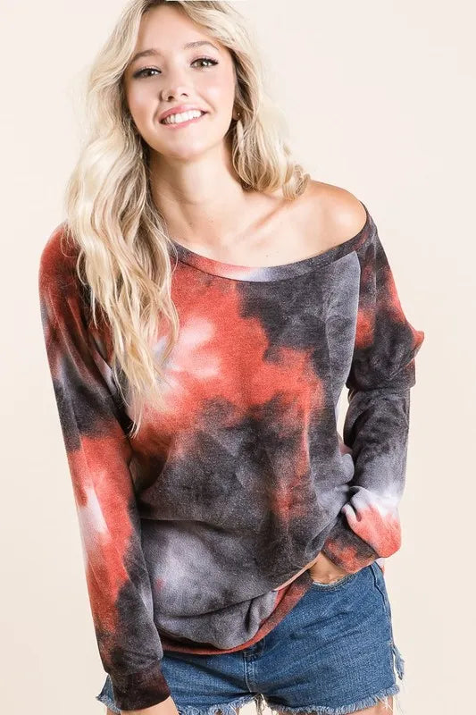 BiBi Tie Dye Sweater Knit Top