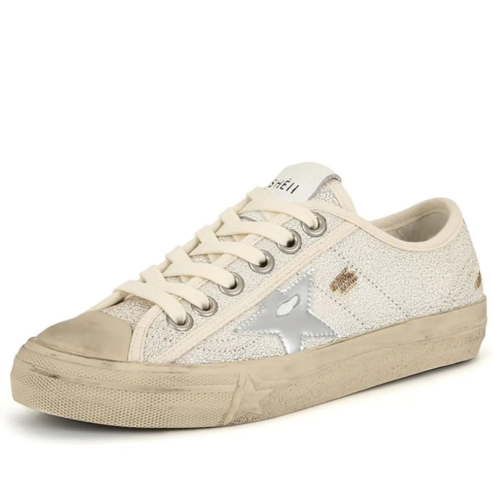 Round Toe Flats Sneakers White