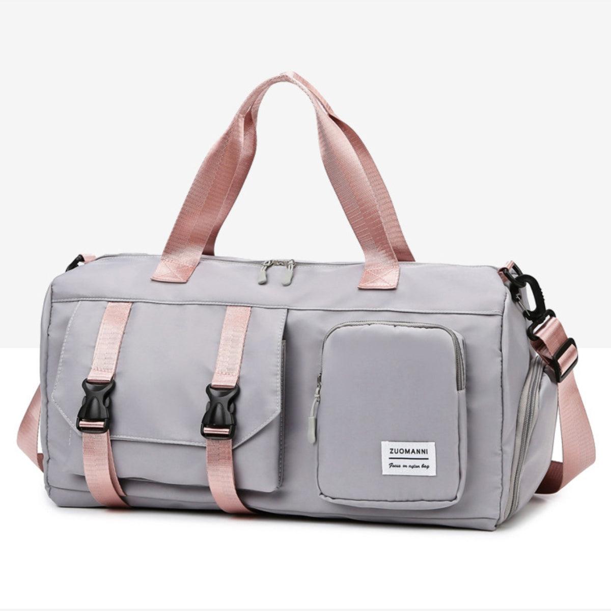 Oxford Cloth Multi-Pocket Travel Bag Gray One Size