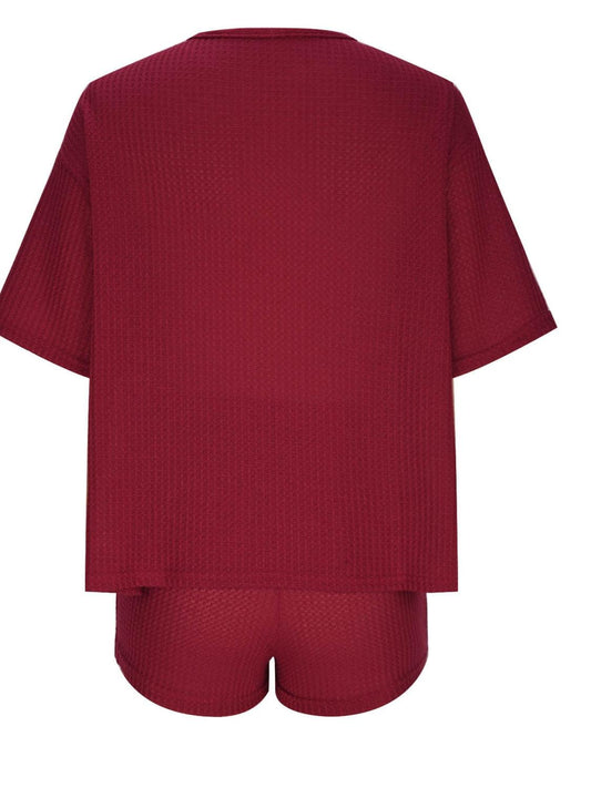 Women's Round Neck Half Sleeve Top and Shorts Lounge Set