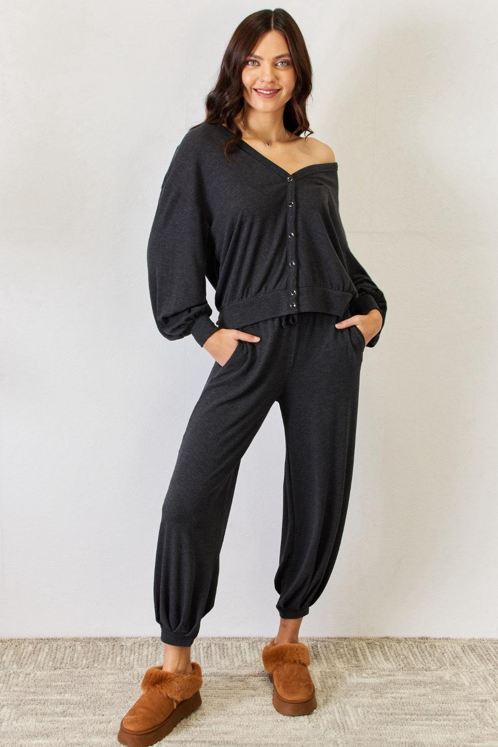 RISEN Ultra Soft Button Up Long Sleeve Lounge Cardigan