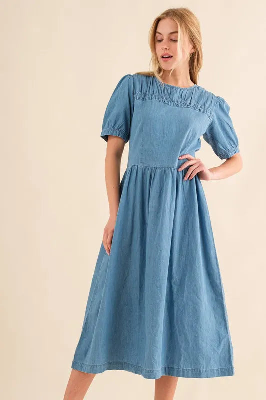 And The Why Washed Chambray Midi Dress