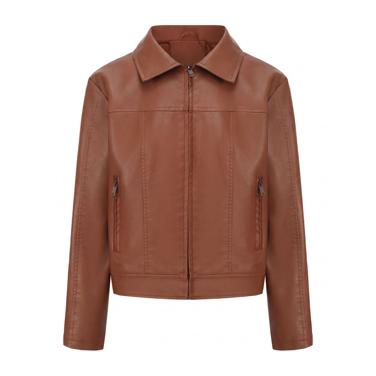 Leather Women's Long Sleeve Casual Zipper Jacket Cross-border