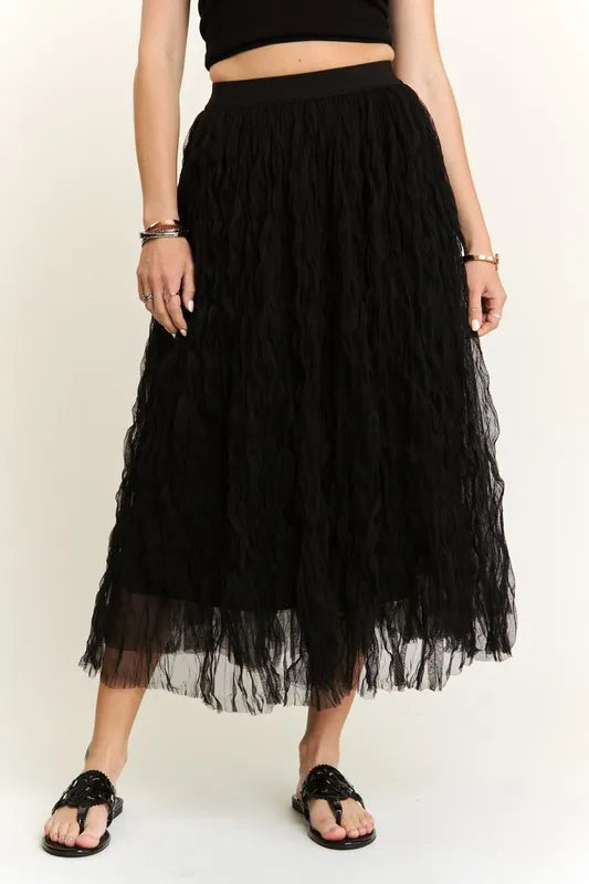 ADORA Elastic Waist Cloud Fluffy Maxi Skirt