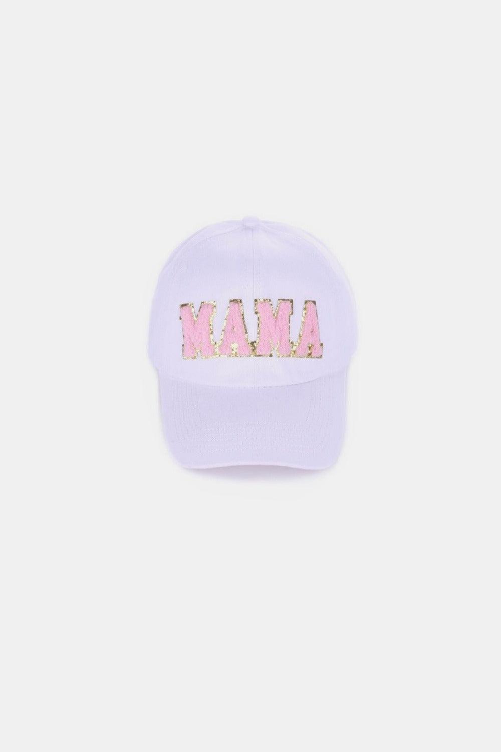 MAMA Chenille Patch Baseball Cap White One Size