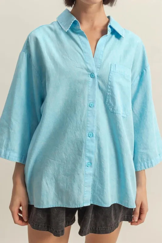 HYFVE Button Down Collared Neck Relaxed Fit Shirt