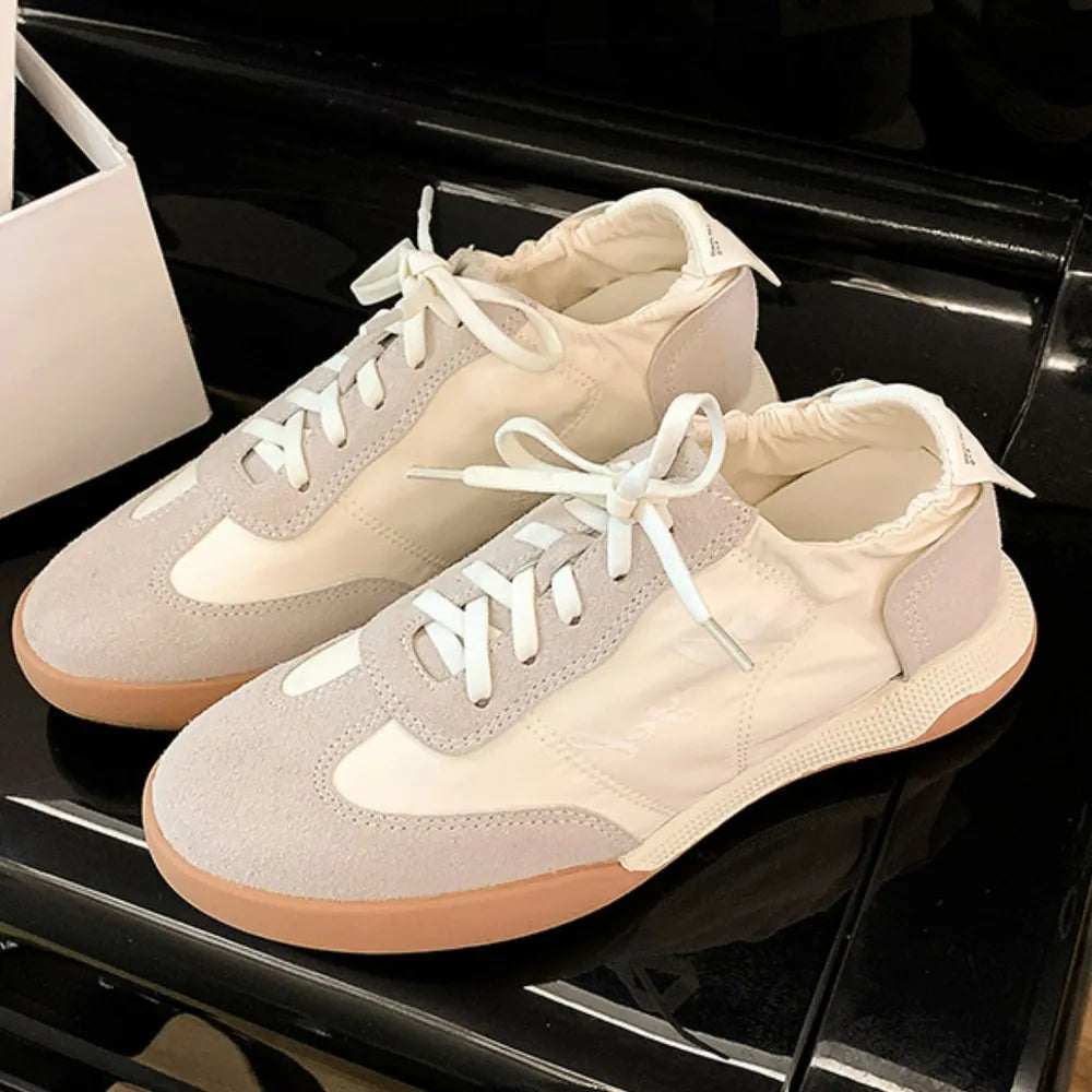 Round Toe Flats Sneakers Beige