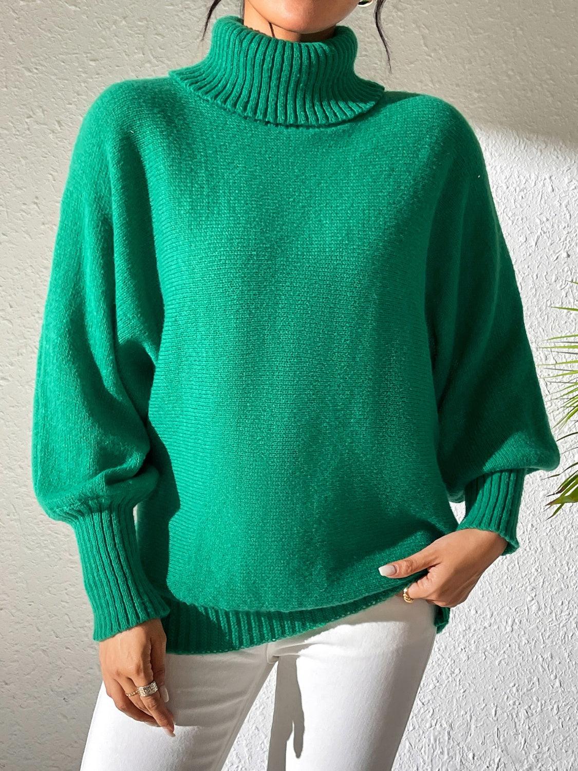 Turtleneck Long Sleeve Sweater Dark Green