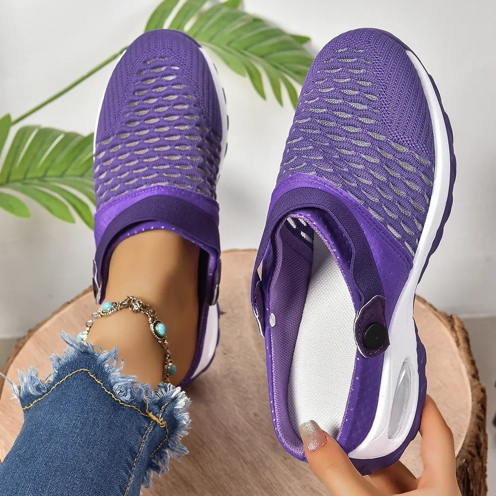 Breathable Mesh Round Toe Sneakers Violet