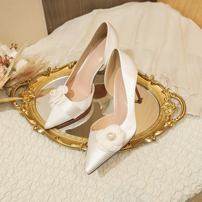 Point Toe Stiletto Pumps White