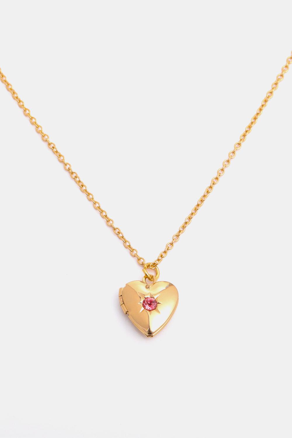 Zircon Heart Shape 14K Gold-Plated Pendant Necklace July One Size