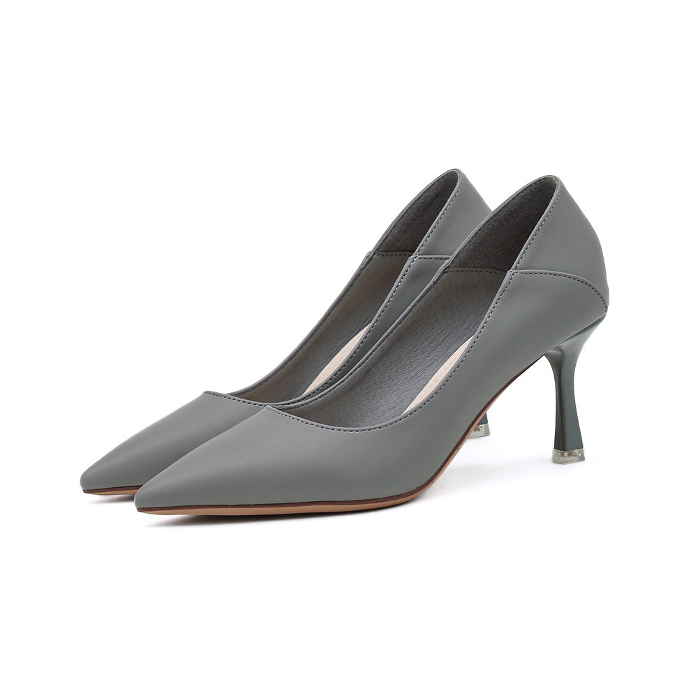 Point Toe Stiletto Pumps Gray
