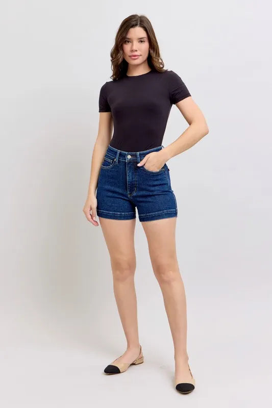 Judy Blue Full Size High Waist Tummy Control Denim Shorts Plus Size DK