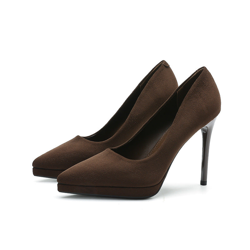 Point Toe Stiletto Pumps Chocolate