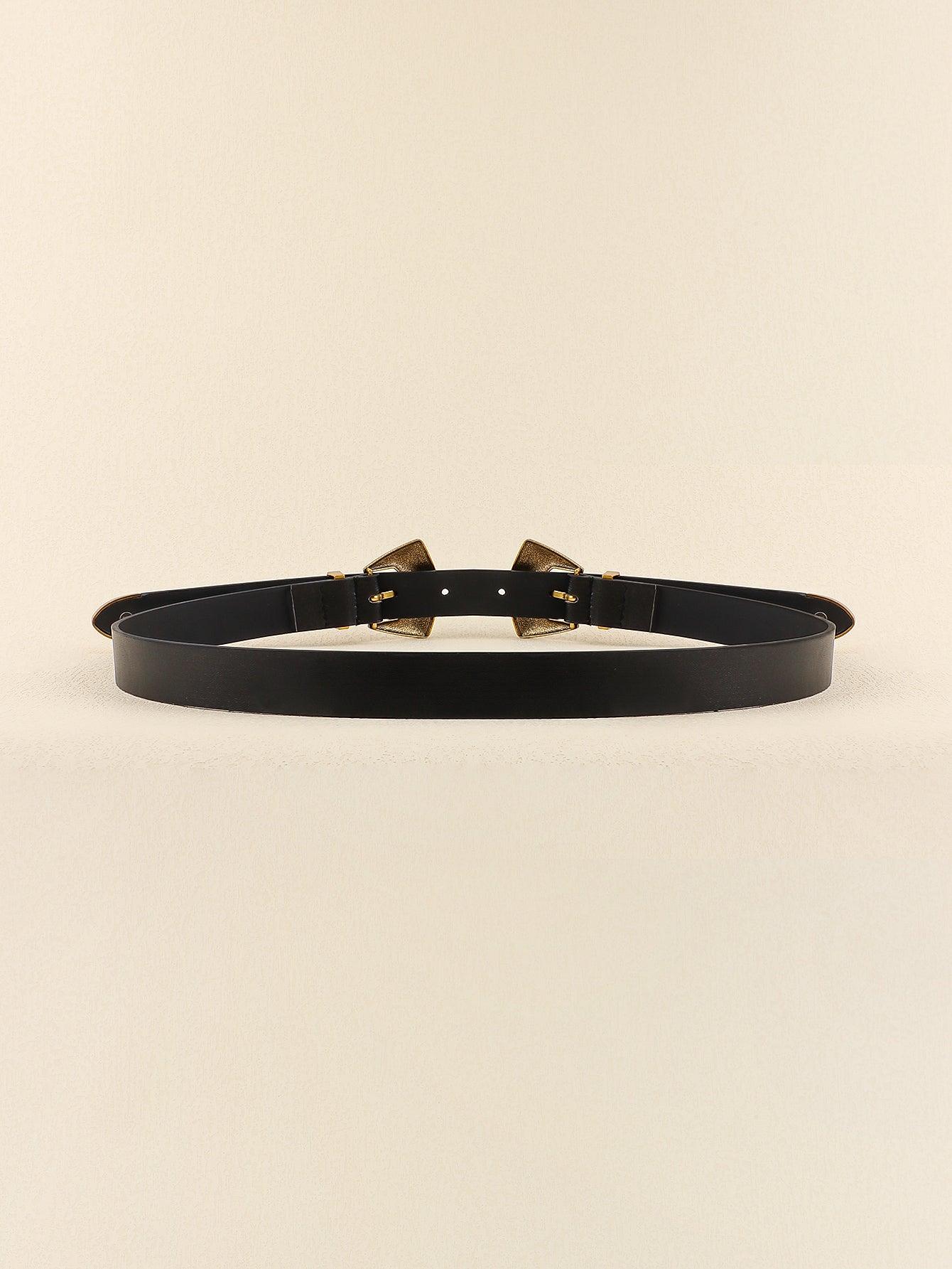 Double Buckle PU Leather Belt