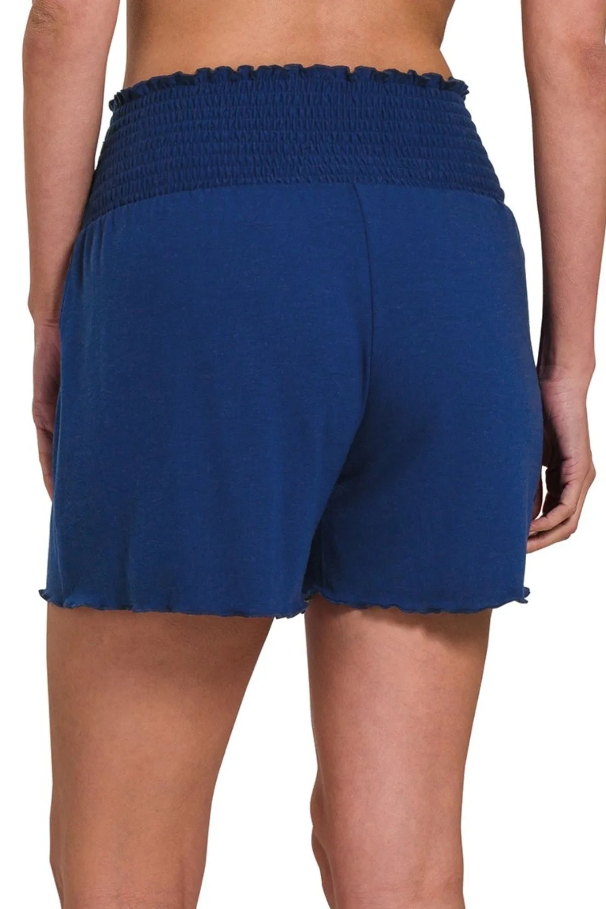 Zenana Elastic Waist Smocked Shorts