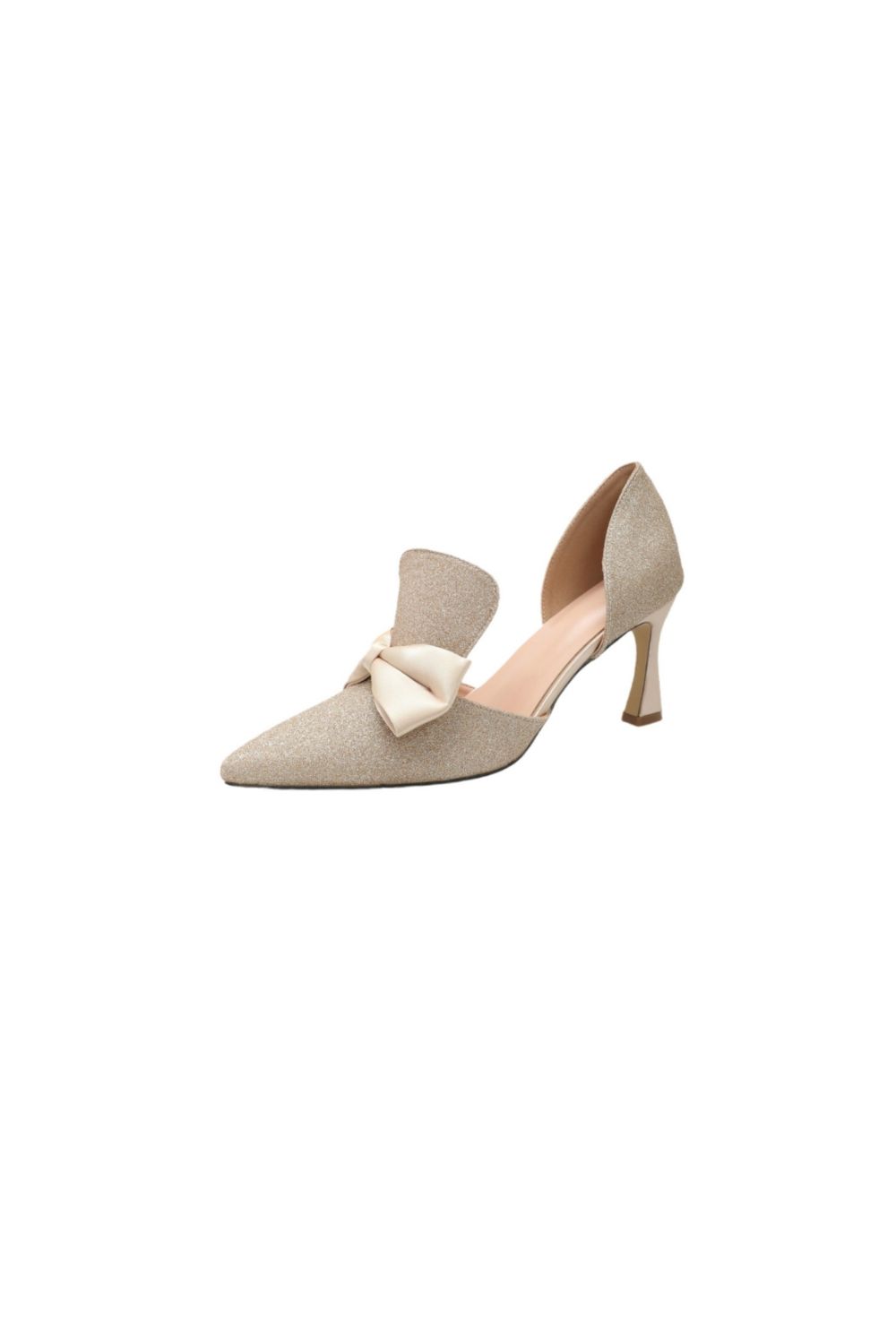 Bow Point Toe Stiletto Pumps Khaki
