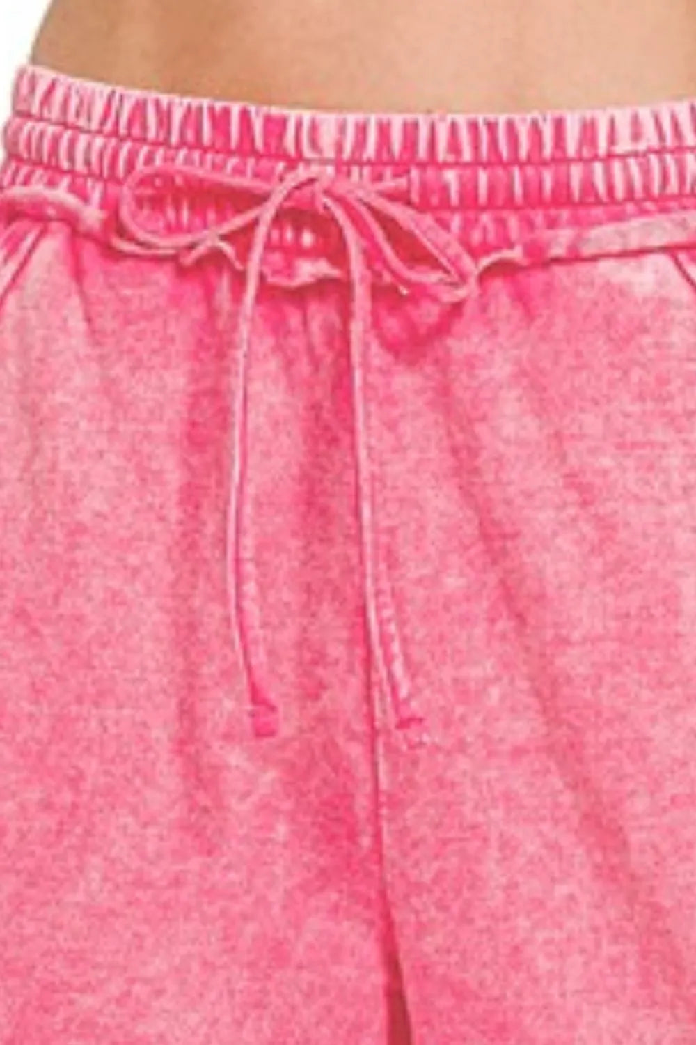 Zenana Washed French Terry Palazzo With Pockets