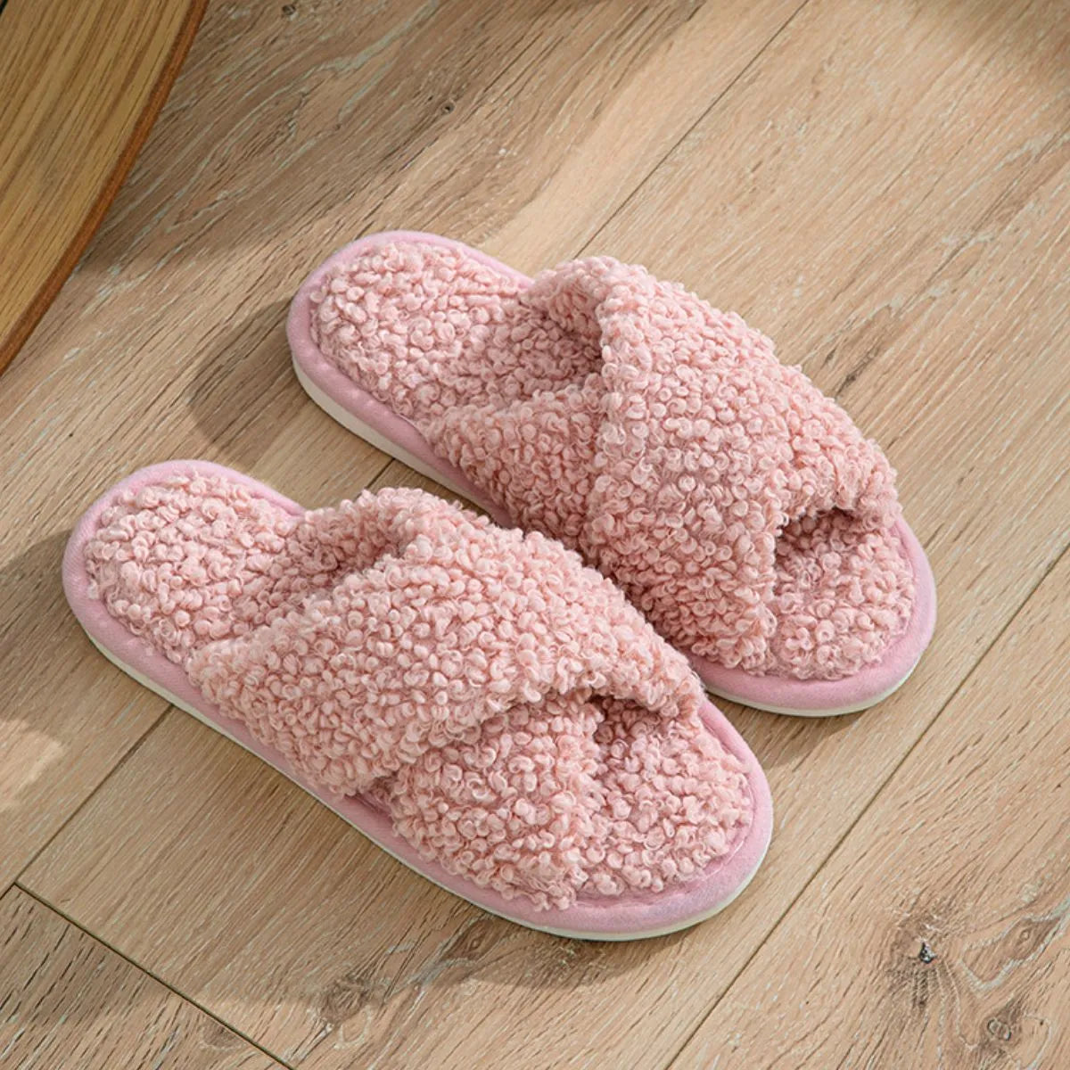 Open Toe Platform Slippers Pink