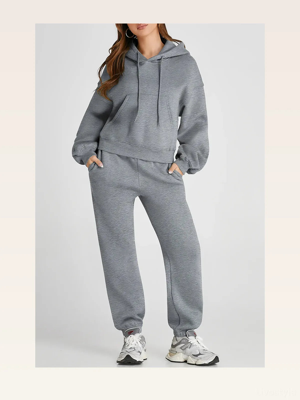 Dropped Shoulder Hooded Top and Pants Active Set
