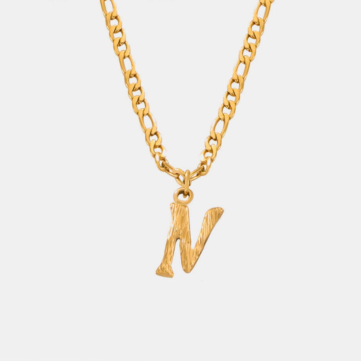Titanium Steel Letter Pendant Necklace Style N One Size