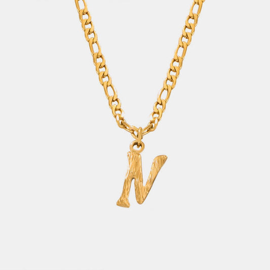 Titanium Steel Letter Pendant Necklace Style N One Size